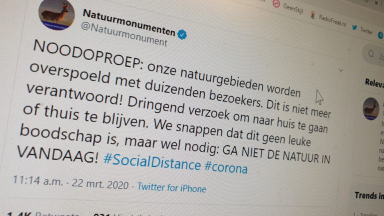 NL-Alert en noodoproep Natuurmonumenten: blijf thuis en houdt afstand