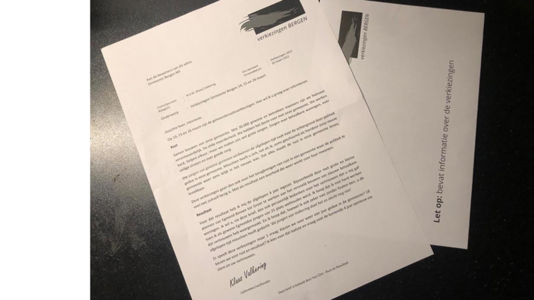 Burgemeester Bergen eist rectificatie en excuses van CDA voor misleidende brief
