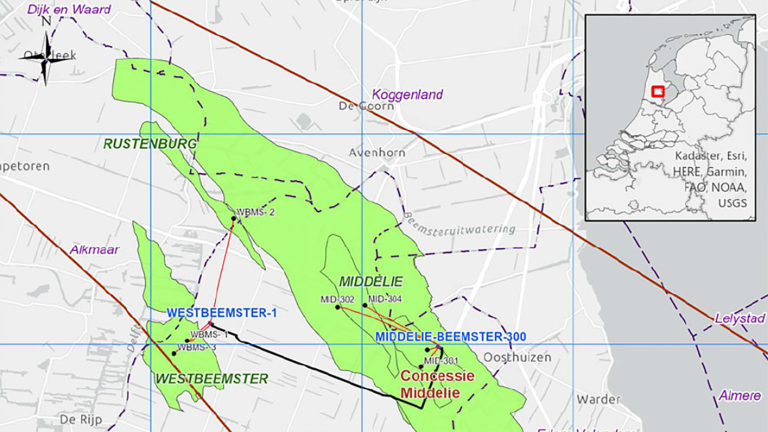 Definitief vergunning voor extra gaswinning uit gasvelden Middelie, Westbeemster en Rustenburg